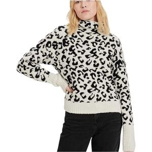 UGG sweater chunky Sage Leopard Pattern Turtleneck Cream & Black ski comfy warm